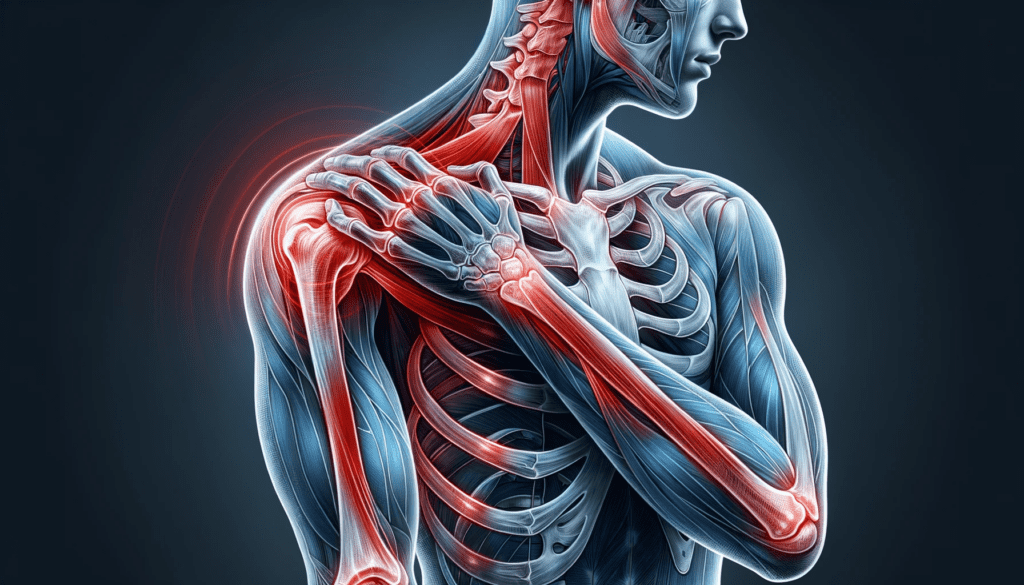 Quais são as causas comuns para dor no ombro esquerdo que irradia para o braço?